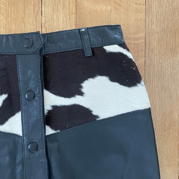 Vintage Western Leather Cow Hair Skirt - Picture 4 of 13